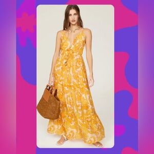 MINKPINK Yellow Floral Maxi sundress Medium as seen on rent the runway